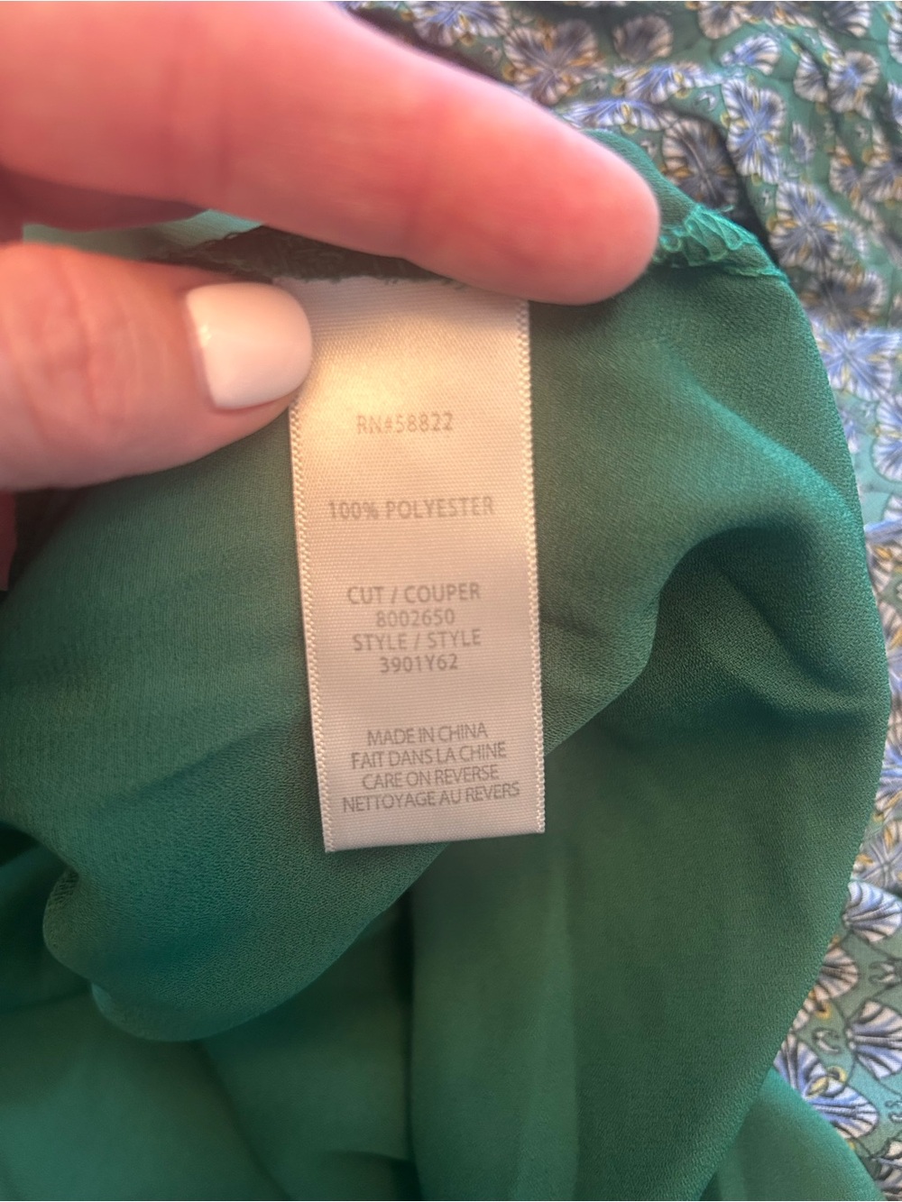 Max Studio Green Printed V-Neck Long Sleeve Mini Dress - Picture 8 of 8